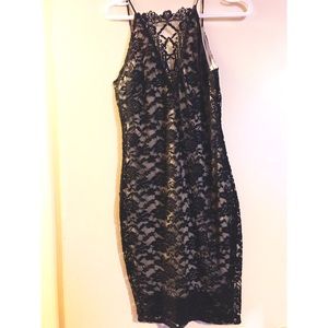 Lace midi dress with under slip